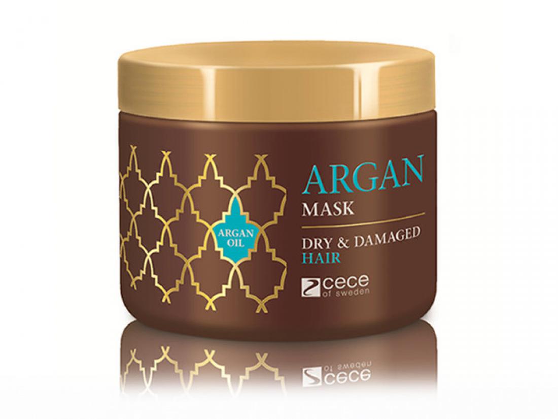 Visokonegovalna maska za lase Argan Cece of Sweden. Formula je zasnovana na arganovem ali maroškem olju, zato je izjemno negovalna in vlažilna. Prodre globoko v lase, jih vlaži ter preprečuje izgubo elastičnosti in vlage.